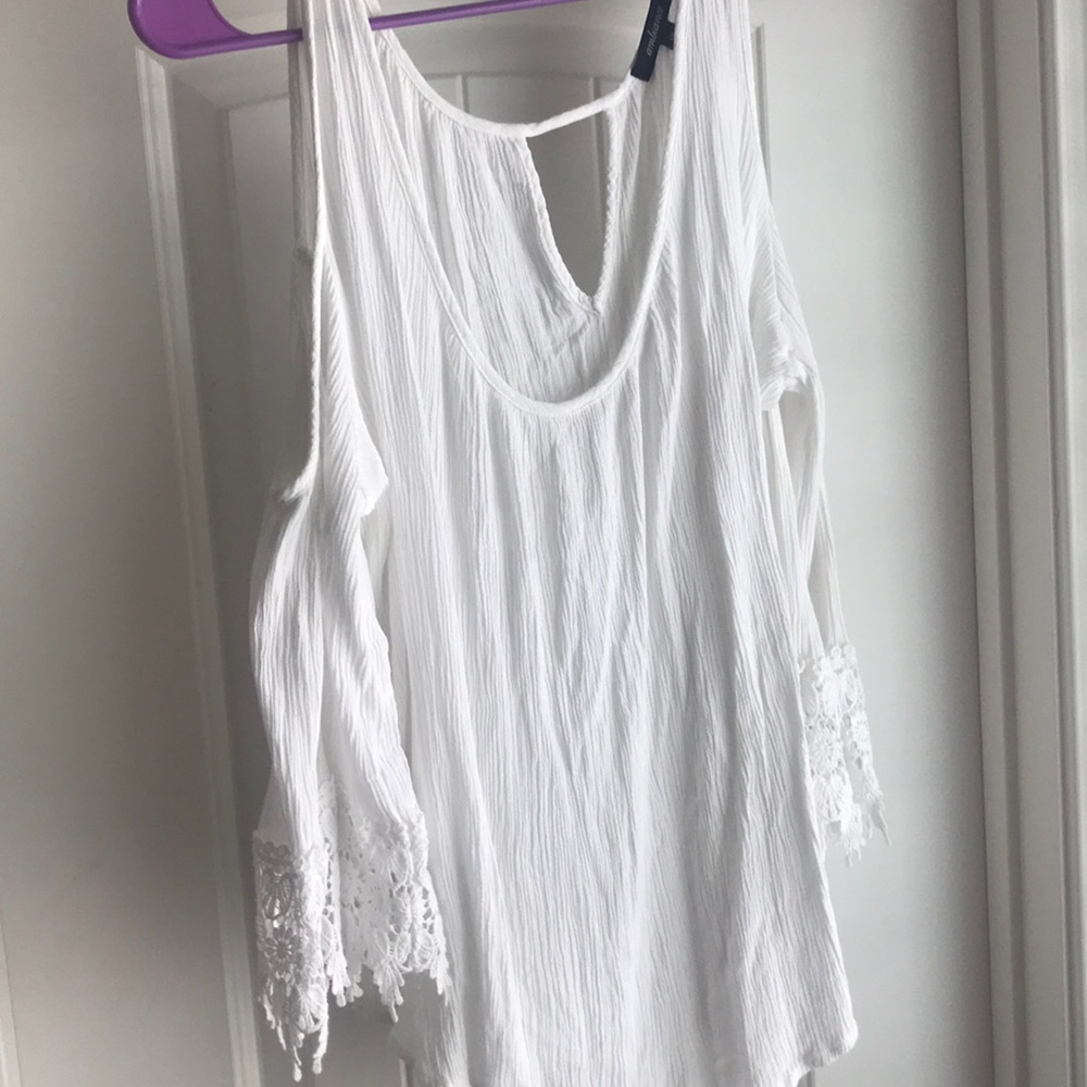 A white lacy T-shirt